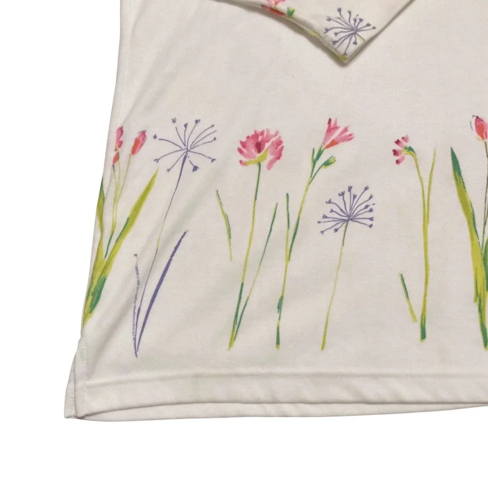 Vintage Cardigan Wms 4X White Floral Button Front  Cottagecore NWT